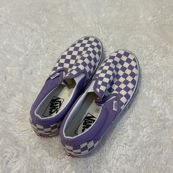 Vans Classic Slip On Checkerboard Women's 8 Men's 6.5 In Purple Skater Grunge - Picture 3 of 6
